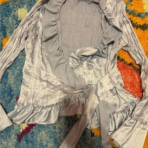 Vintage America Silver Ruffle Blouse